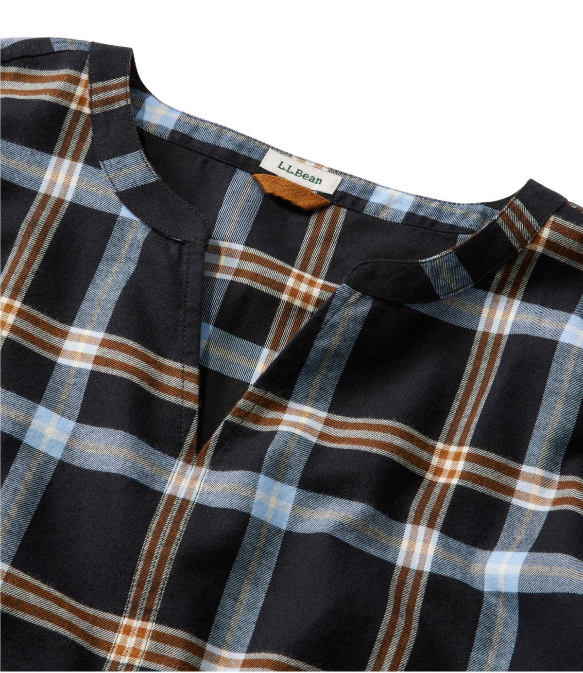L.L.Bean Women's Whisperweight Flannel Popover Shirt Faded Orange Plaid
