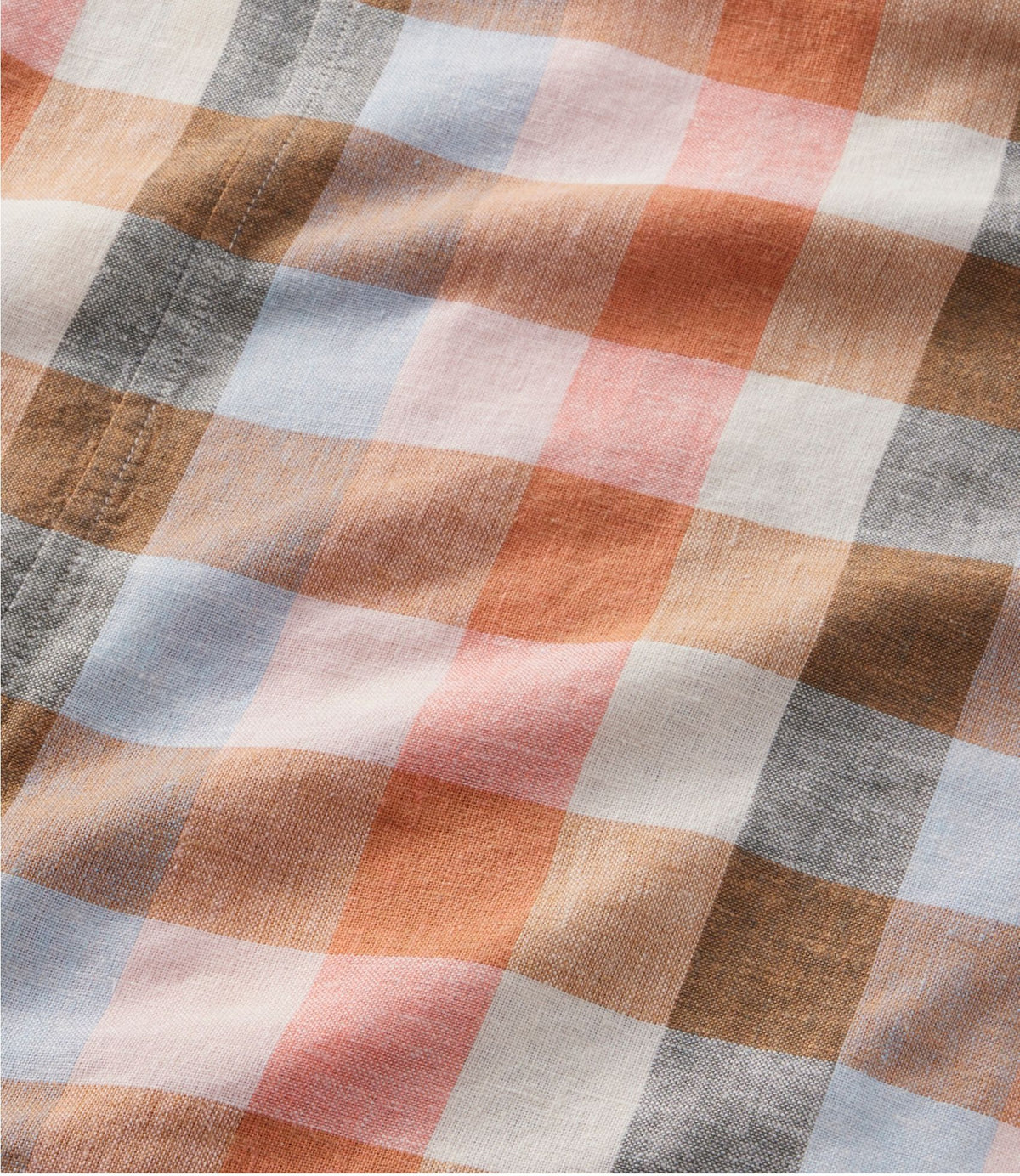 L.L.Bean Women's Signature Linen-Blend Button-Front Shirt, Sleeveless Sand Dune Plaid
