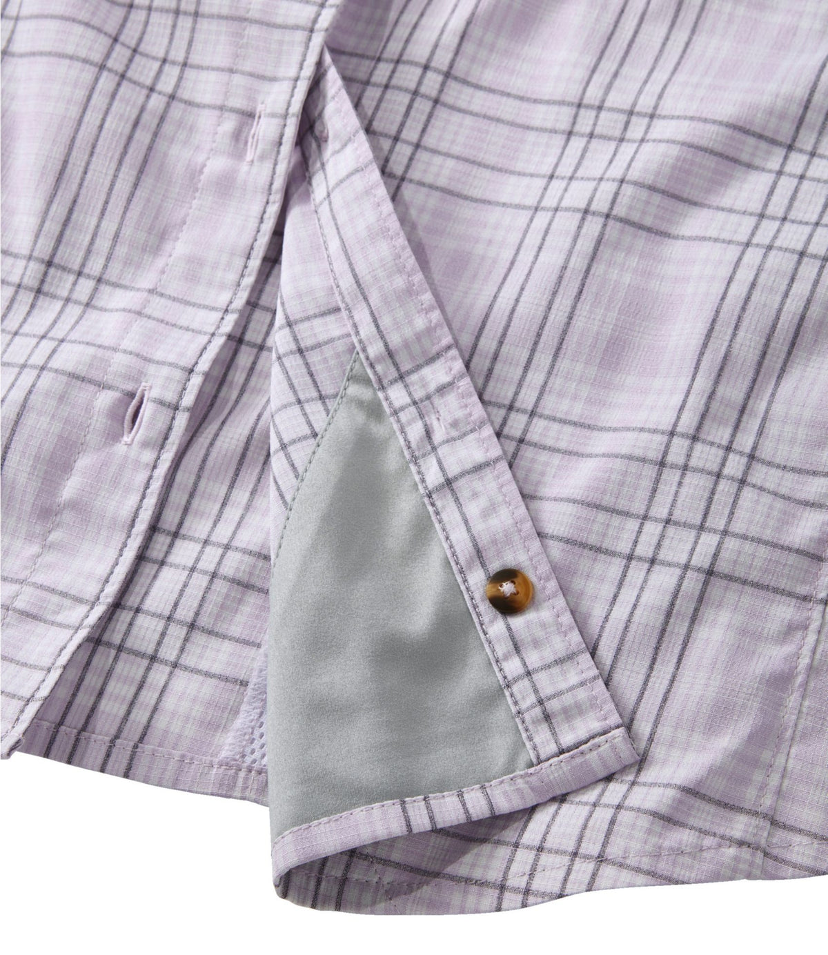 L.L.Bean Women's Tropicwear Shirt, Plaid Short-Sleeve Pastel Lilac