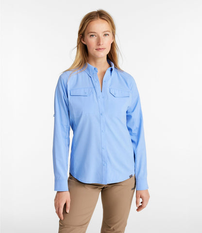 L.L.Bean Women's Tropicwear CoolPro Fishing Shirt, Long-Sleeve Brightwater Blue
