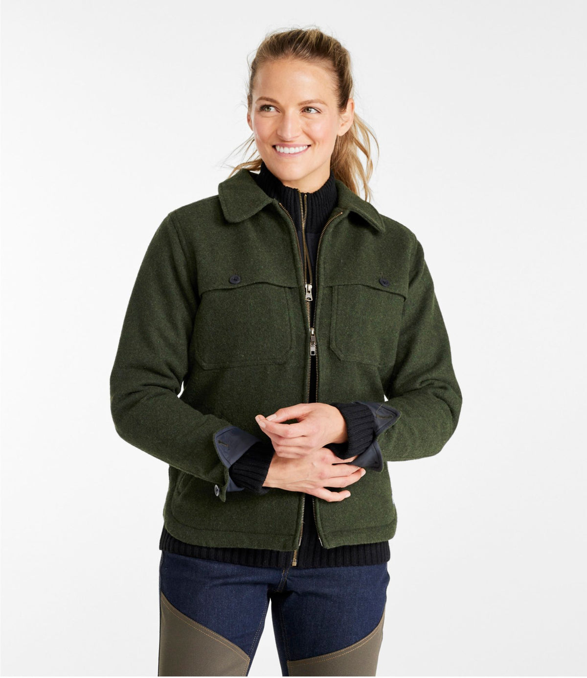 L.L.Bean Women's Maine Guide Zip Front Jac-Shirt with PrimaLoft Loden