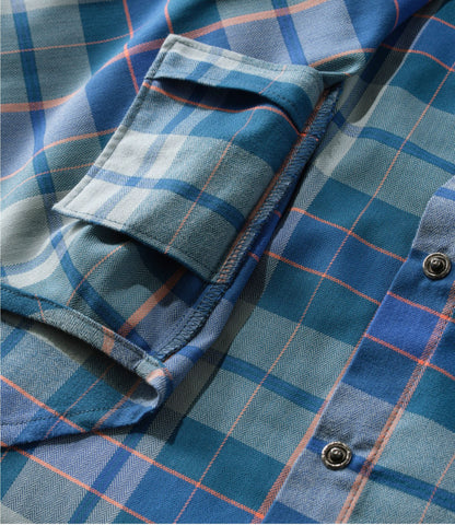 L.L.Bean Women's Mountainside Brushed Performance Shirt Cadet Blue Plaid