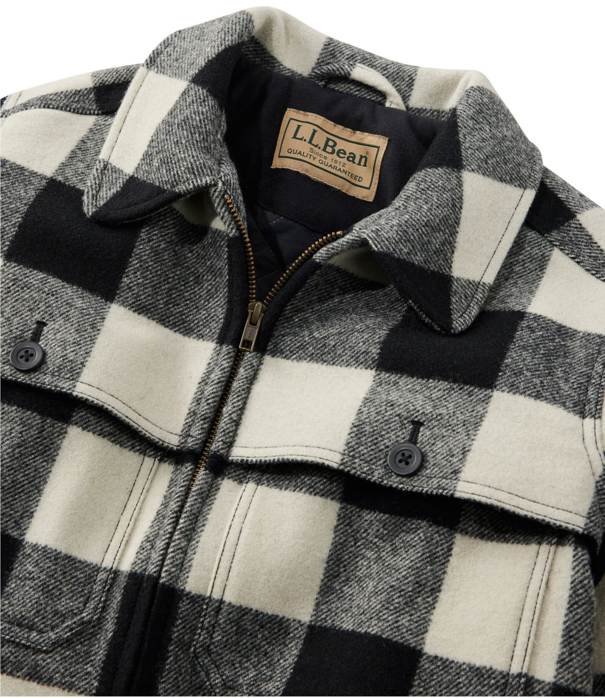 L.L.Bean Women's Maine Guide Zip Front Jac-Shirt with PrimaLoft, Plaid Coal Buffalo