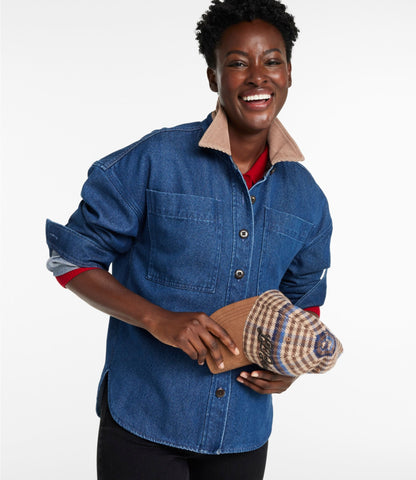 L.L.Bean Women's Signature Denim Shirt Jac Dark Wash