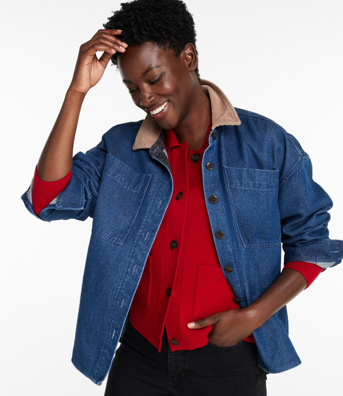 L.L.Bean Women's Signature Denim Shirt Jac Dark Wash