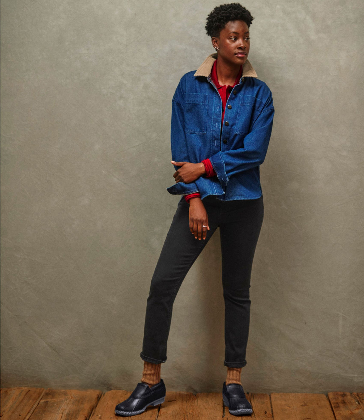 L.L.Bean Women's Signature Denim Shirt Jac Dark Wash