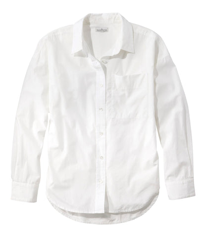 L.L.Bean Women's Signature Premium Essential Poplin Shirt, Long-Sleeve White