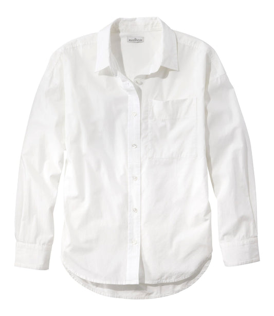 L.L.Bean Women's Signature Premium Essential Poplin Shirt, Long-Sleeve White