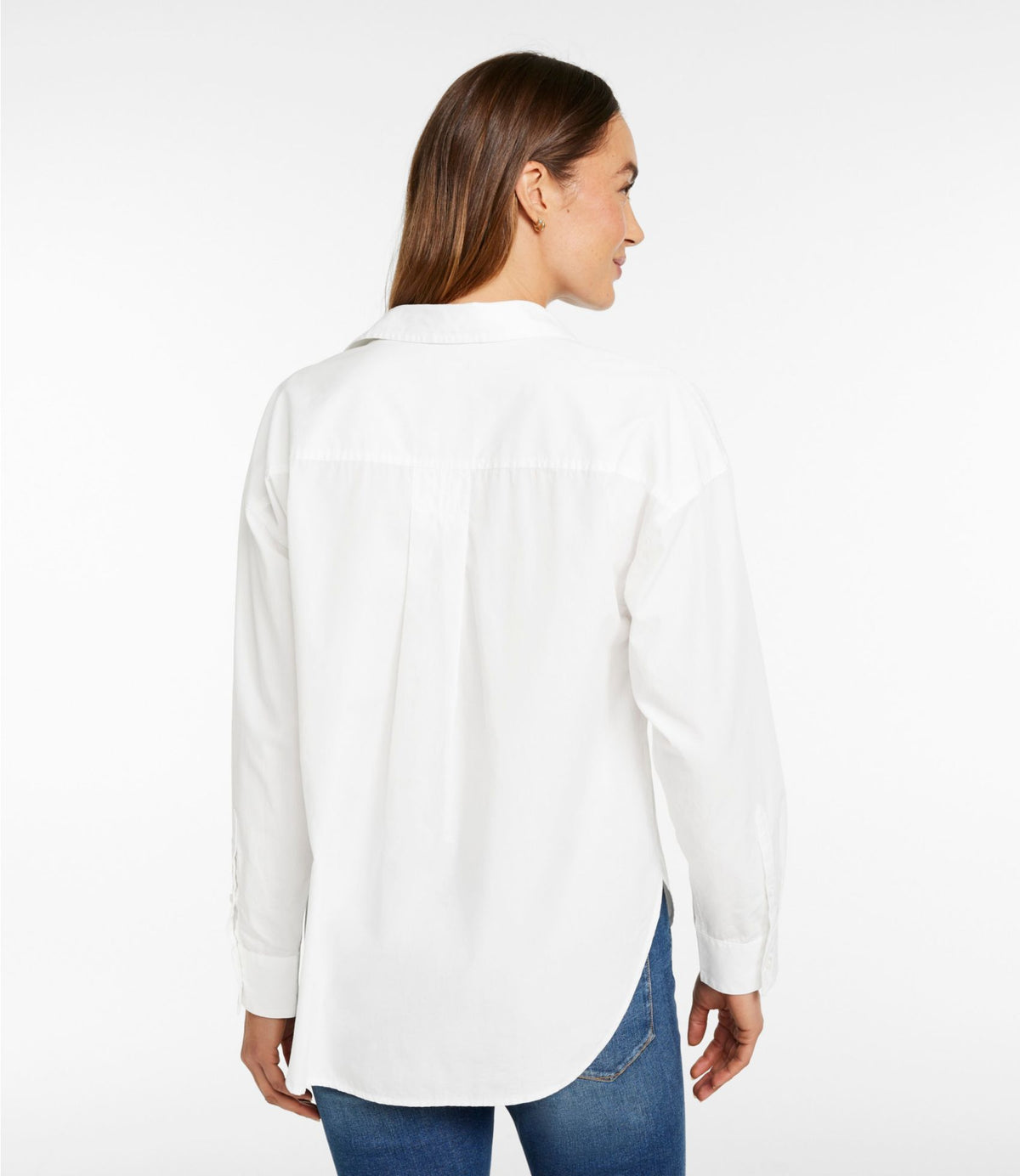 L.L.Bean Women's Signature Premium Essential Poplin Shirt, Long-Sleeve White
