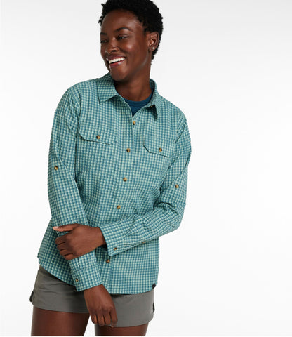 L.L.Bean Women's No Fly Zone Explorer Shirt Classic Teal Blue