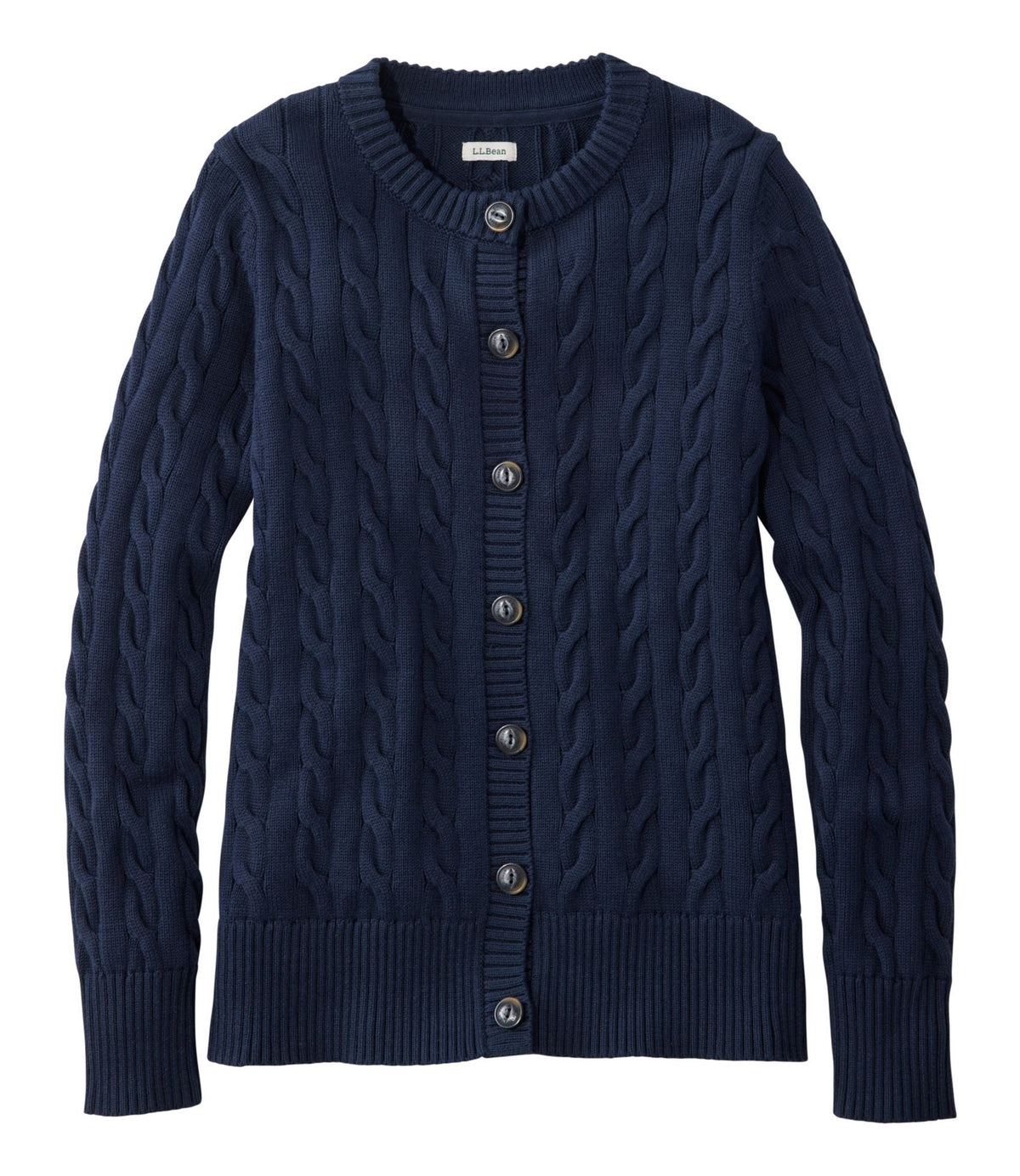 L.L.Bean Women's The Original Double L® Sweater, Cable Cardigan Classic Navy