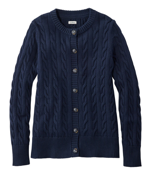 L.L.Bean Women's The Original Double L® Sweater, Cable Cardigan Classic Navy