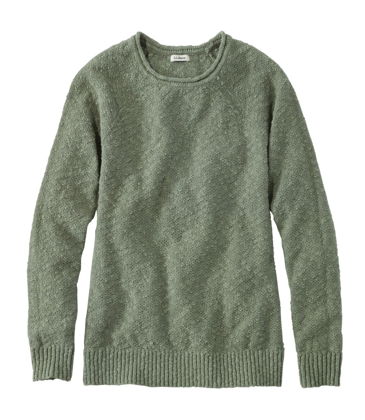 L.L.Bean Women's Midweight Cotton Slub Rollneck Pullover Bay Leaf