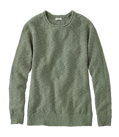 L.L.Bean Women's Midweight Cotton Slub Rollneck Pullover Bay Leaf