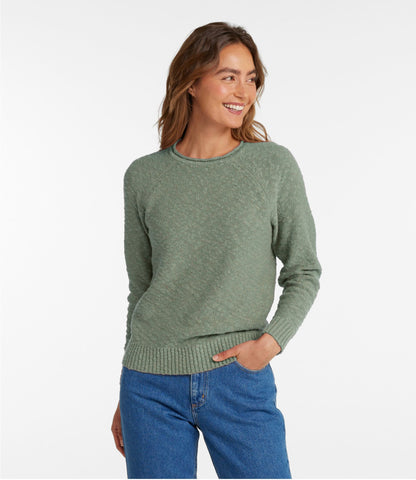 L.L.Bean Women's Midweight Cotton Slub Rollneck Pullover Bay Leaf