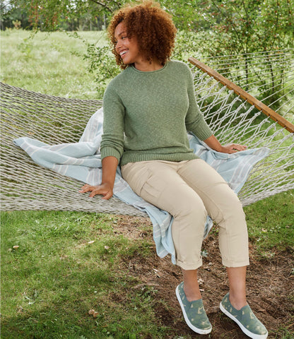 L.L.Bean Women's Midweight Cotton Slub Rollneck Pullover Bay Leaf