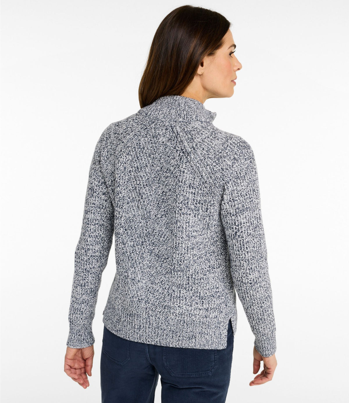 L.L.Bean Women's Mariner Shaker Sweater, Quarter-Zip Bordeaux/Fig Marl
