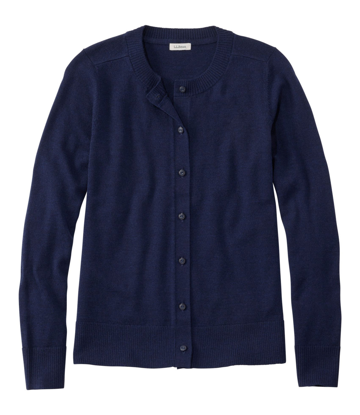L.L.Bean Women's Essential Merino Wool Sweater, Cardigan Classic Navy
