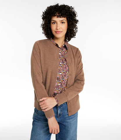 L.L.Bean Women's Essential Merino Wool Sweater, Cardigan Classic Navy