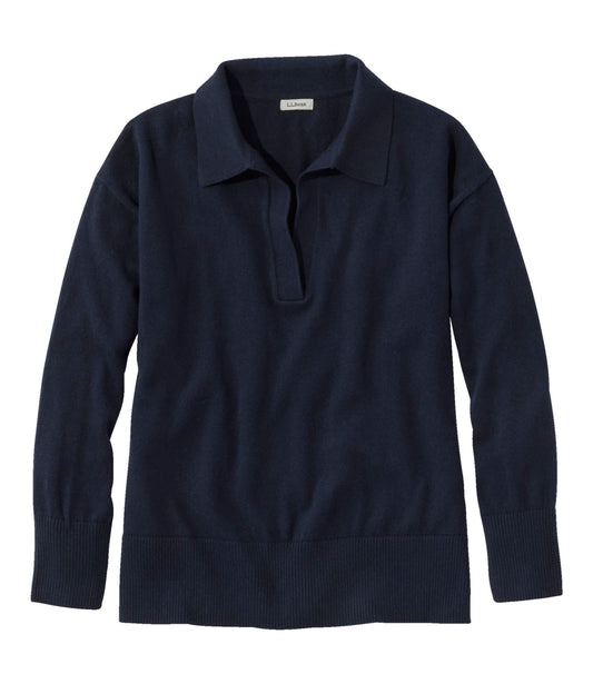 L.L.Bean Women's Cotton/Cashmere Sweater, Polo Classic Navy