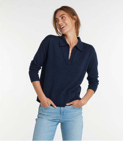 L.L.Bean Women's Cotton/Cashmere Sweater, Polo Classic Navy