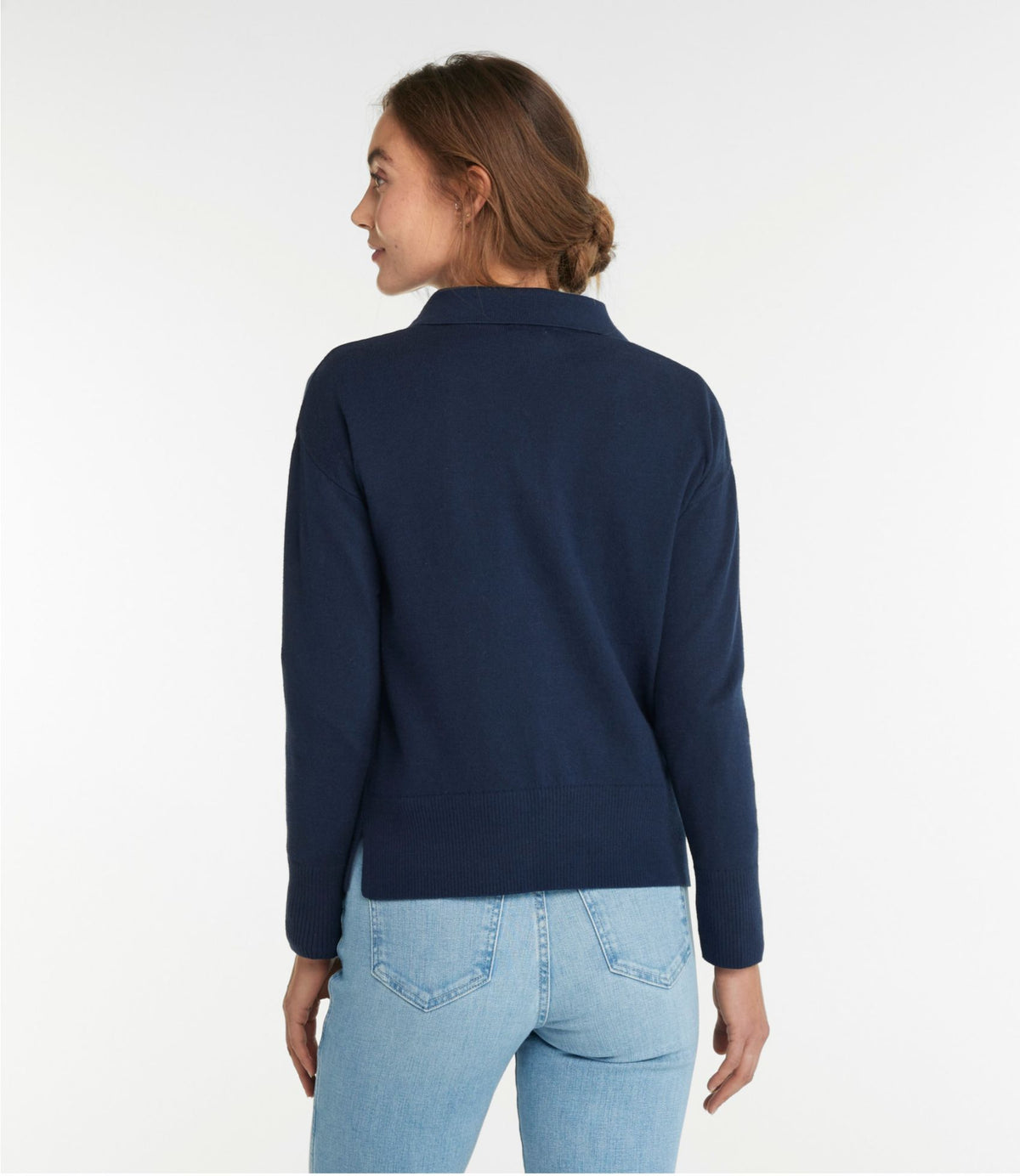 L.L.Bean Women's Cotton/Cashmere Sweater, Polo Classic Navy