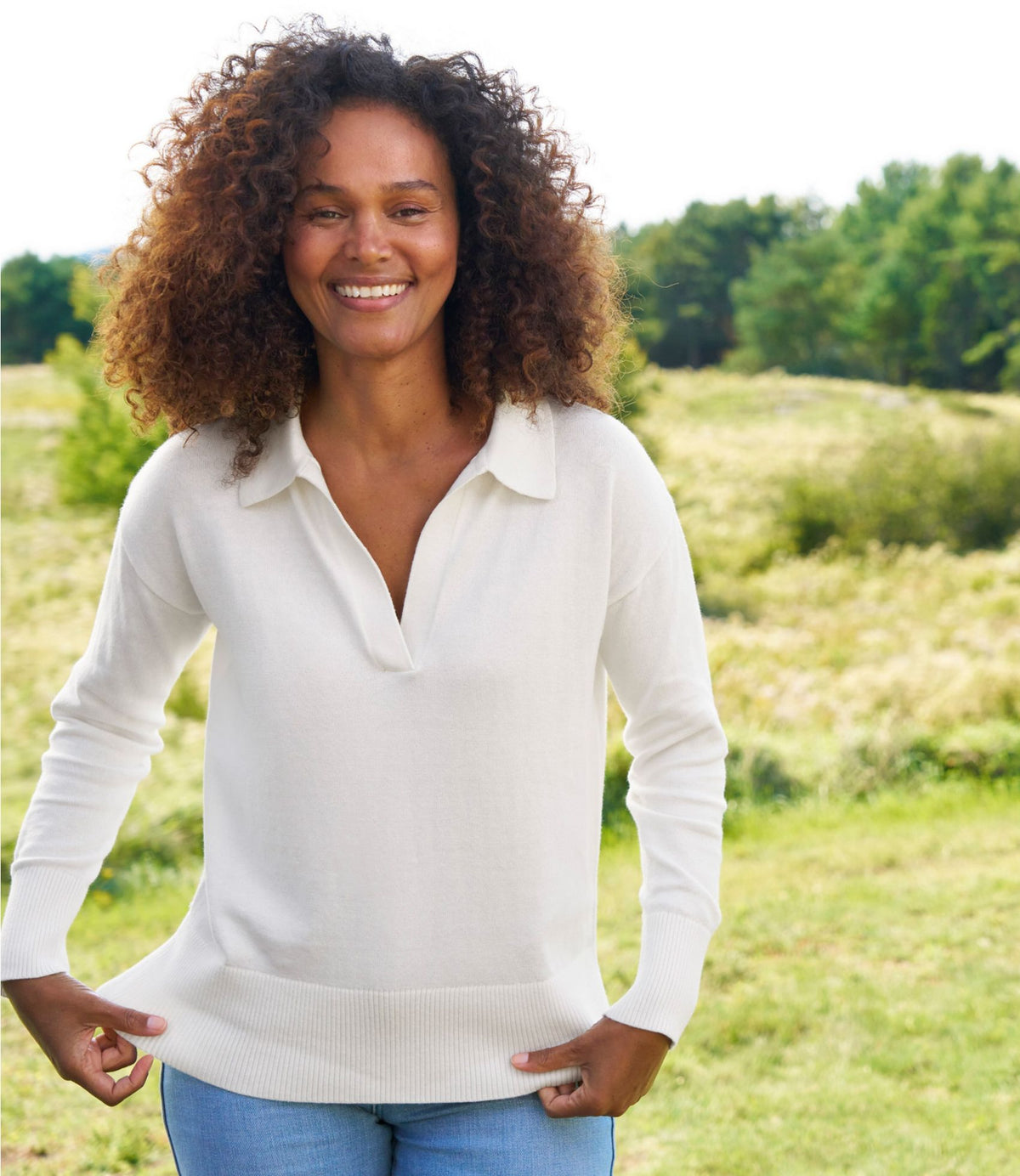 L.L.Bean Women's Cotton/Cashmere Sweater, Polo Classic Navy