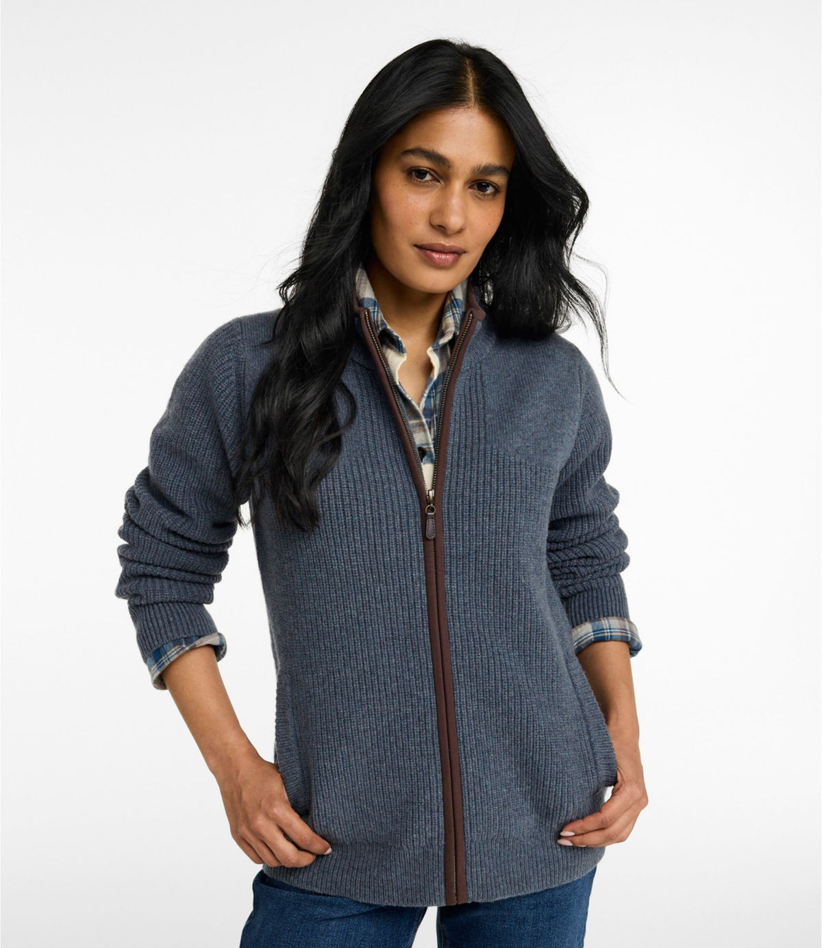 L.L.Bean Women's Waterfowl Sweater, Full-Zip Dark Cinder