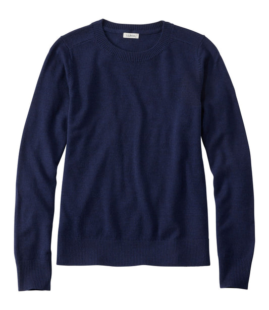 L.L.Bean Women's Essential Merino Wool Sweater, Crewneck Classic Navy