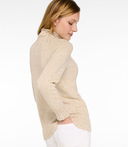 L.L.Bean Women's Cotton Ragg Sweater, Funnelneck Pullover Bone Marl