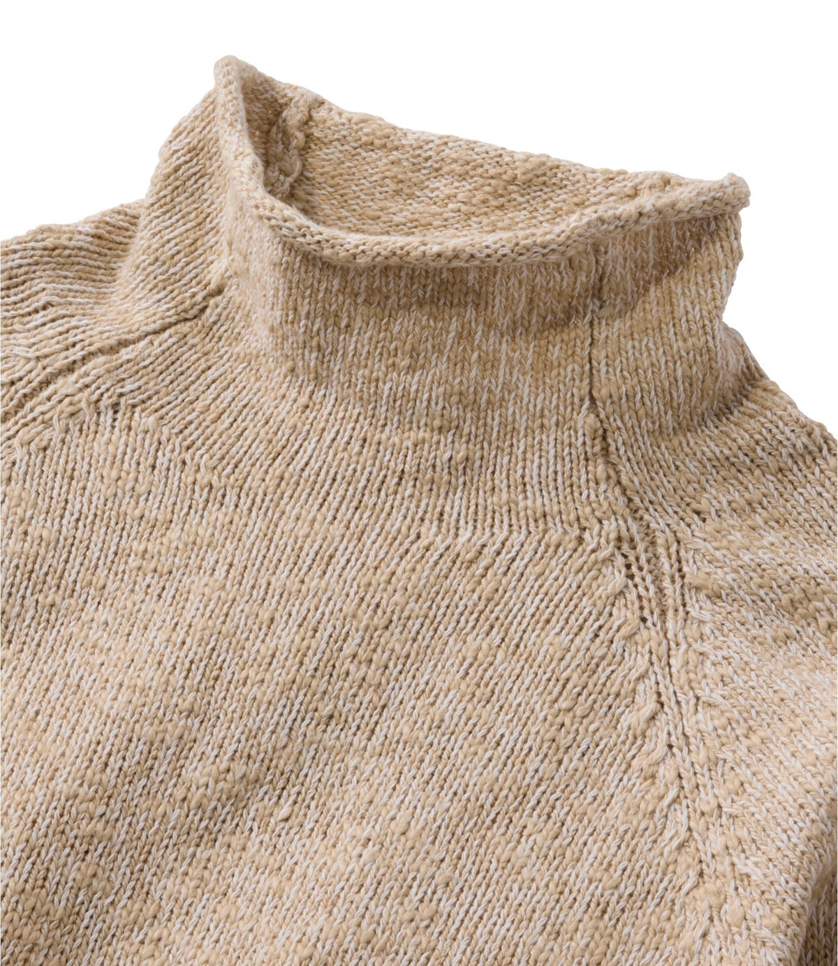 L.L.Bean Women's Cotton Ragg Sweater, Funnelneck Pullover Bone Marl