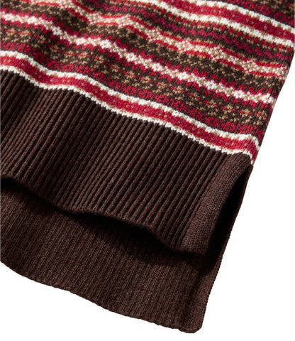 L.L.Bean Women's Wicked Soft Cotton/Cashmere Crewneck Sweater, Pattern Deepest Brown Fair Isle