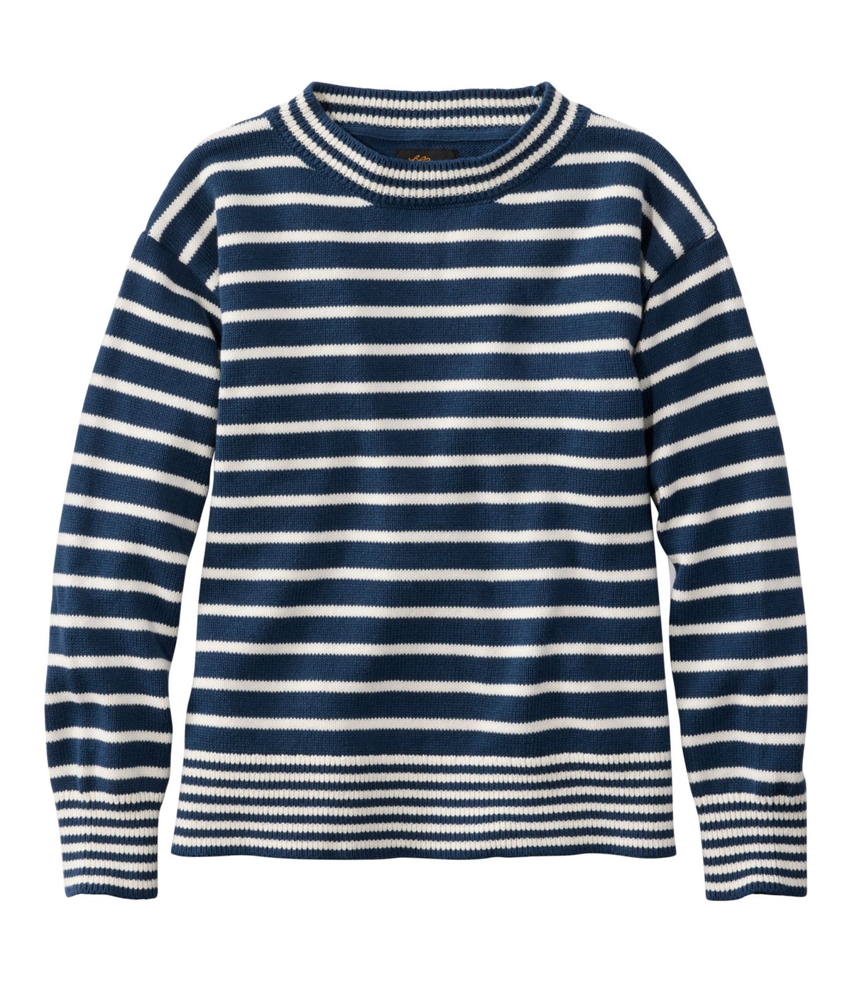 L.L.Bean Women's Signature Original Cotton Sweater, Crewneck Mariner Blue/Sailcloth