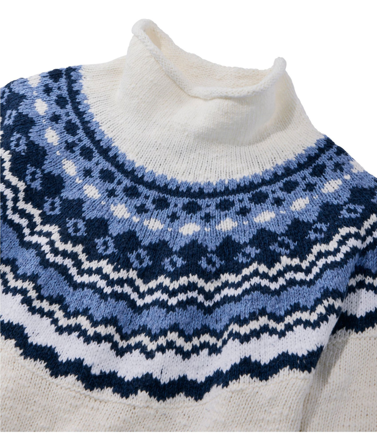L.L.Bean Women's Cotton Ragg Sweater, Funnelneck Pullover Fair Isle Dusty Mauve Fair Isle