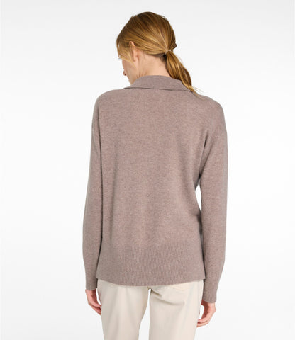 L.L.Bean Women's Classic Cashmere Sweater, Relaxed Polo Camel Heather