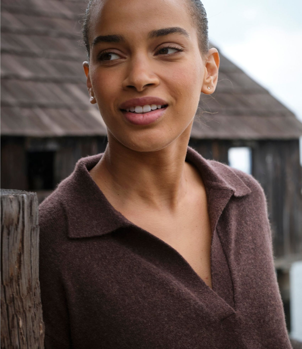 L.L.Bean Women's Classic Cashmere Sweater, Relaxed Polo Camel Heather