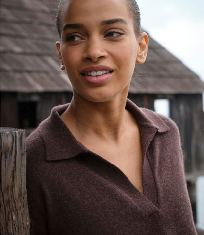 L.L.Bean Women's Classic Cashmere Sweater, Relaxed Polo Camel Heather