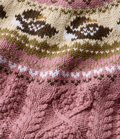 L.L.Bean Women's Signature Cotton Fisherman Sweater, Crewneck Novelty Washed Orchid Loon Fair Isle