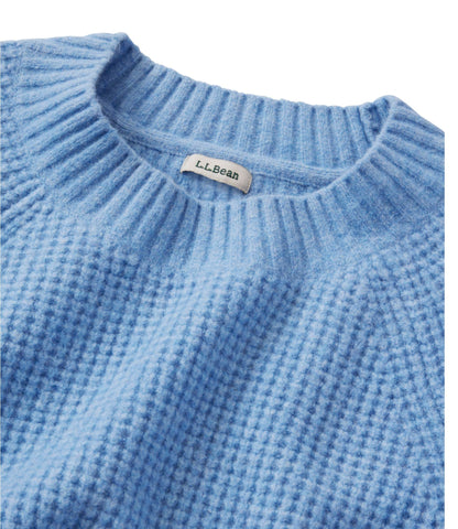 L.L.Bean Women's SuperSoft Waffle Sweater, Crewneck Blue Aster Heather