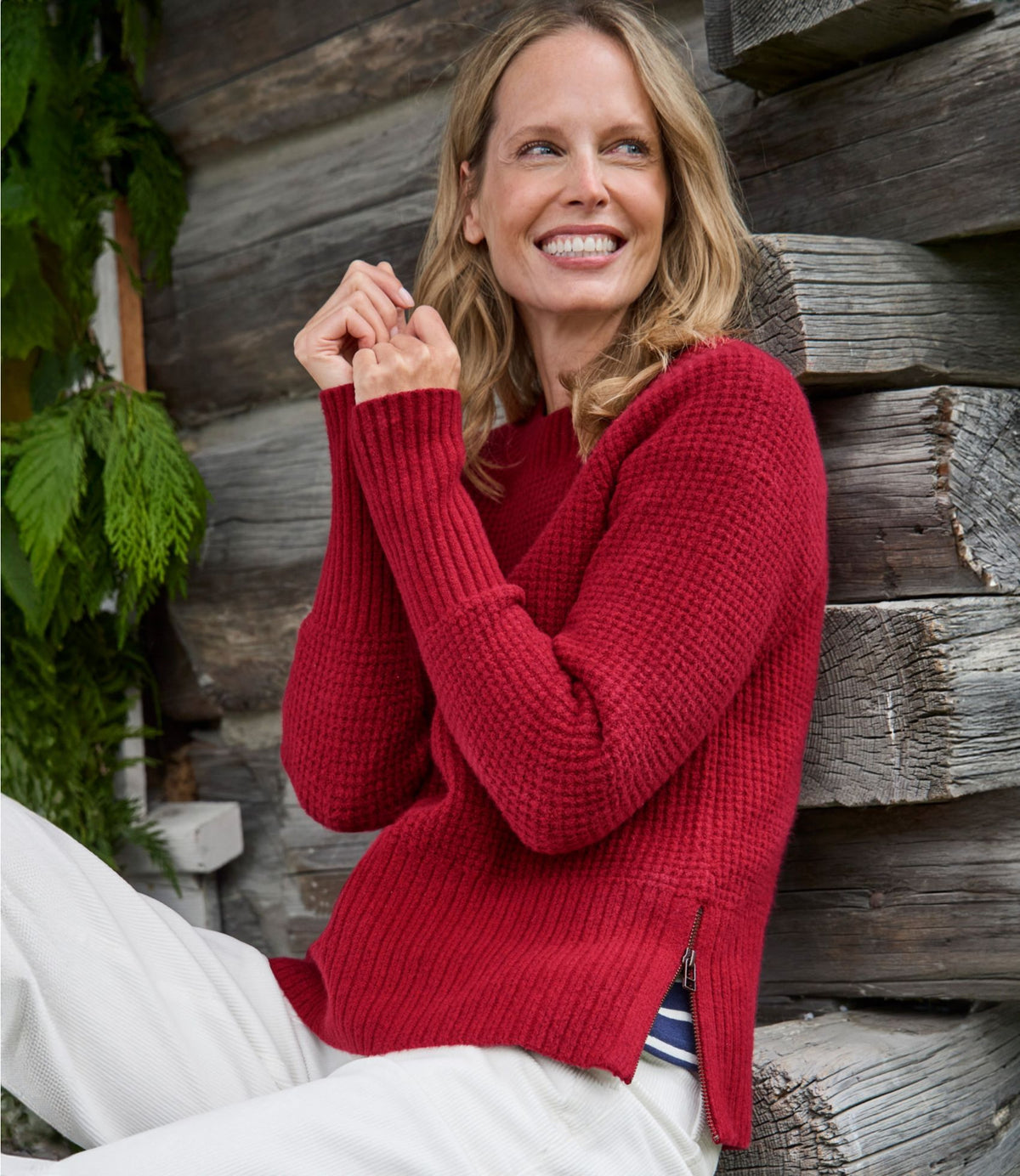 L.L.Bean Women's SuperSoft Waffle Sweater, Crewneck Blue Aster Heather