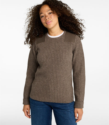 L.L.Bean Women's Commando Crewneck Sweater Dark Cinder