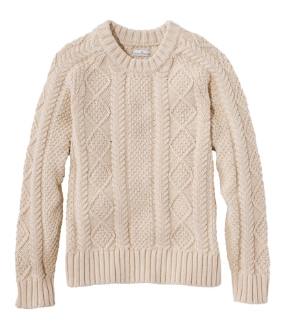 L.L.Bean Women's Signature Cotton Fisherman Sweater, Crewneck Beige