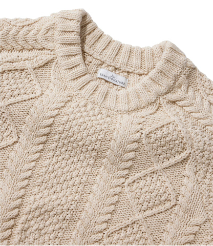 L.L.Bean Women's Signature Cotton Fisherman Sweater, Crewneck Beige