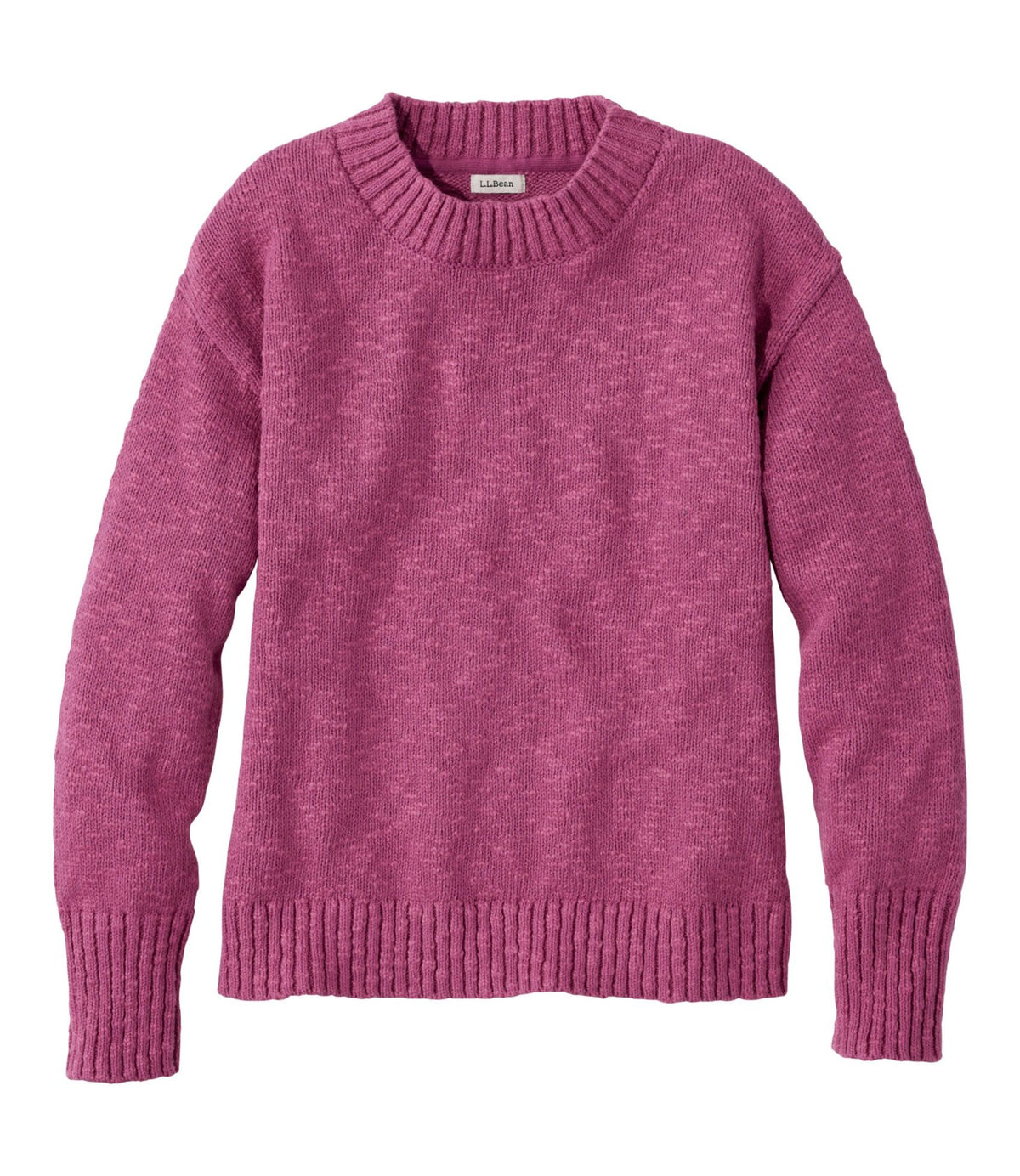 L.L.Bean Women's Cotton Ragg Sweater, Crewneck Eggplant Marl