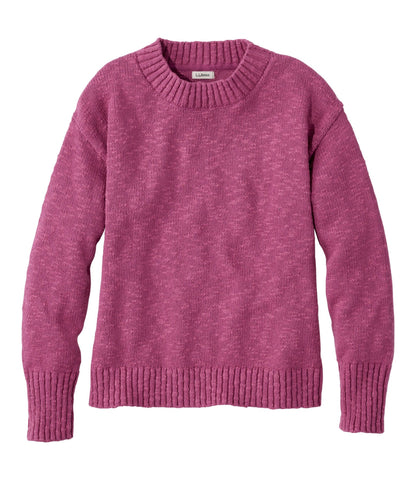 L.L.Bean Women's Cotton Ragg Sweater, Crewneck Eggplant Marl