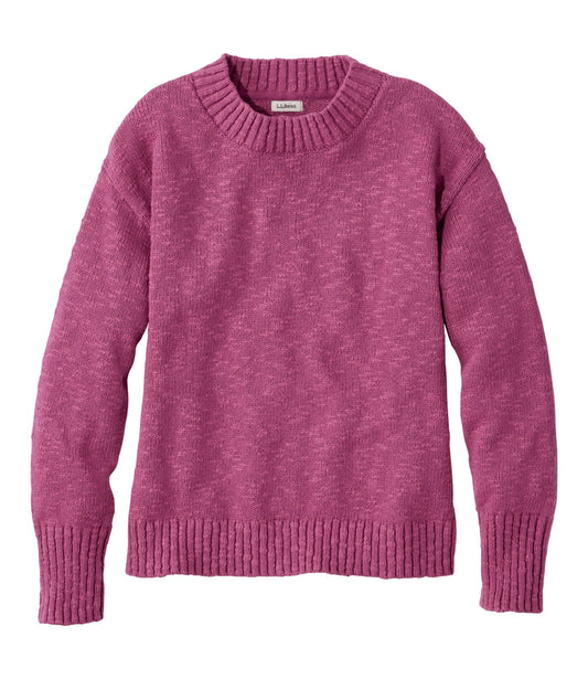 L.L.Bean Women's Cotton Ragg Sweater, Crewneck Eggplant Marl