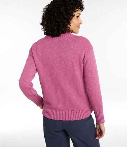 L.L.Bean Women's Cotton Ragg Sweater, Crewneck Eggplant Marl