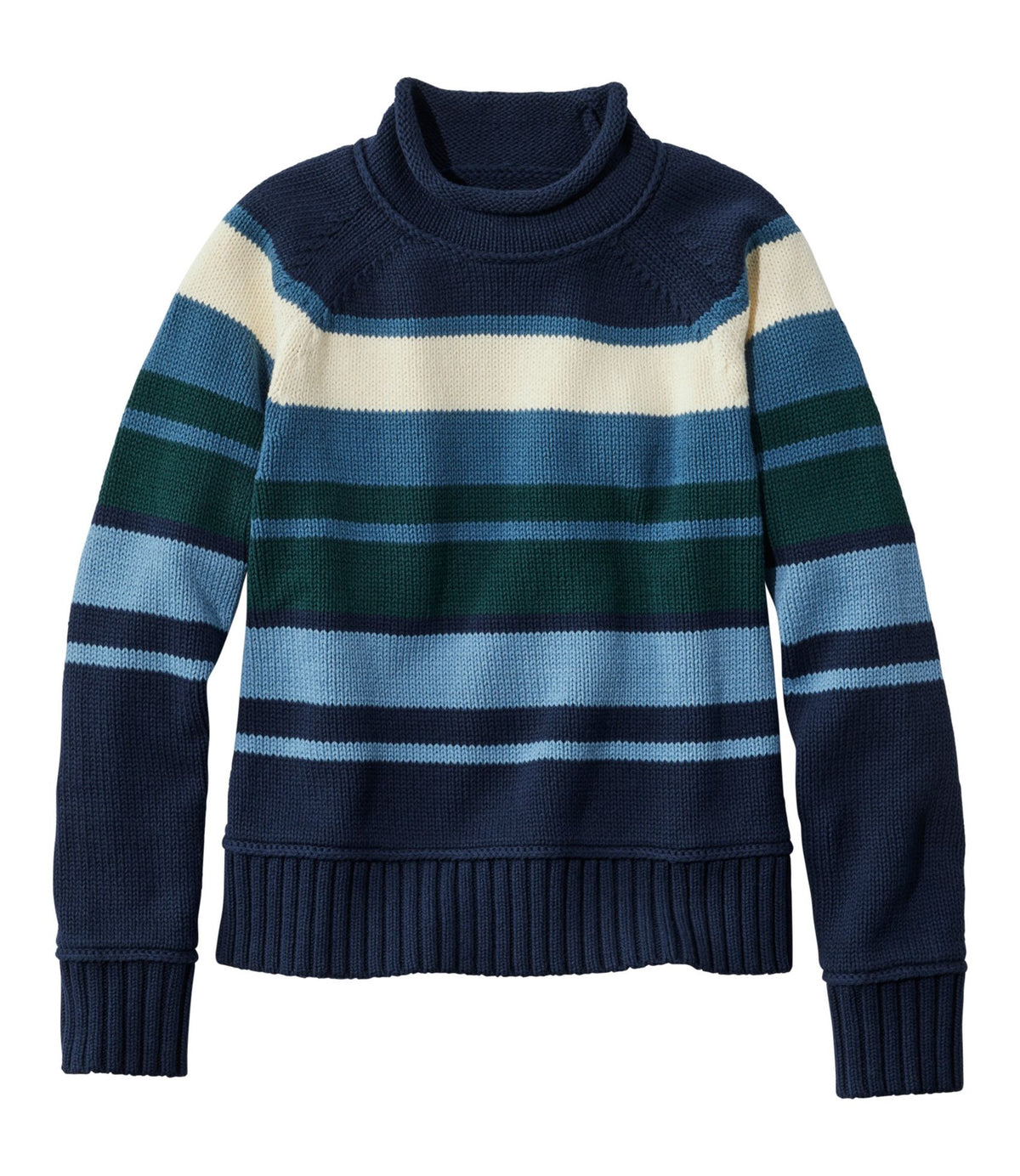 L.L.Bean Women's Signature Original Cotton Sweater, Rollneck Stripe