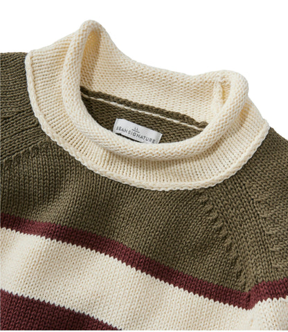 L.L.Bean Women's Signature Original Cotton Sweater, Rollneck Stripe