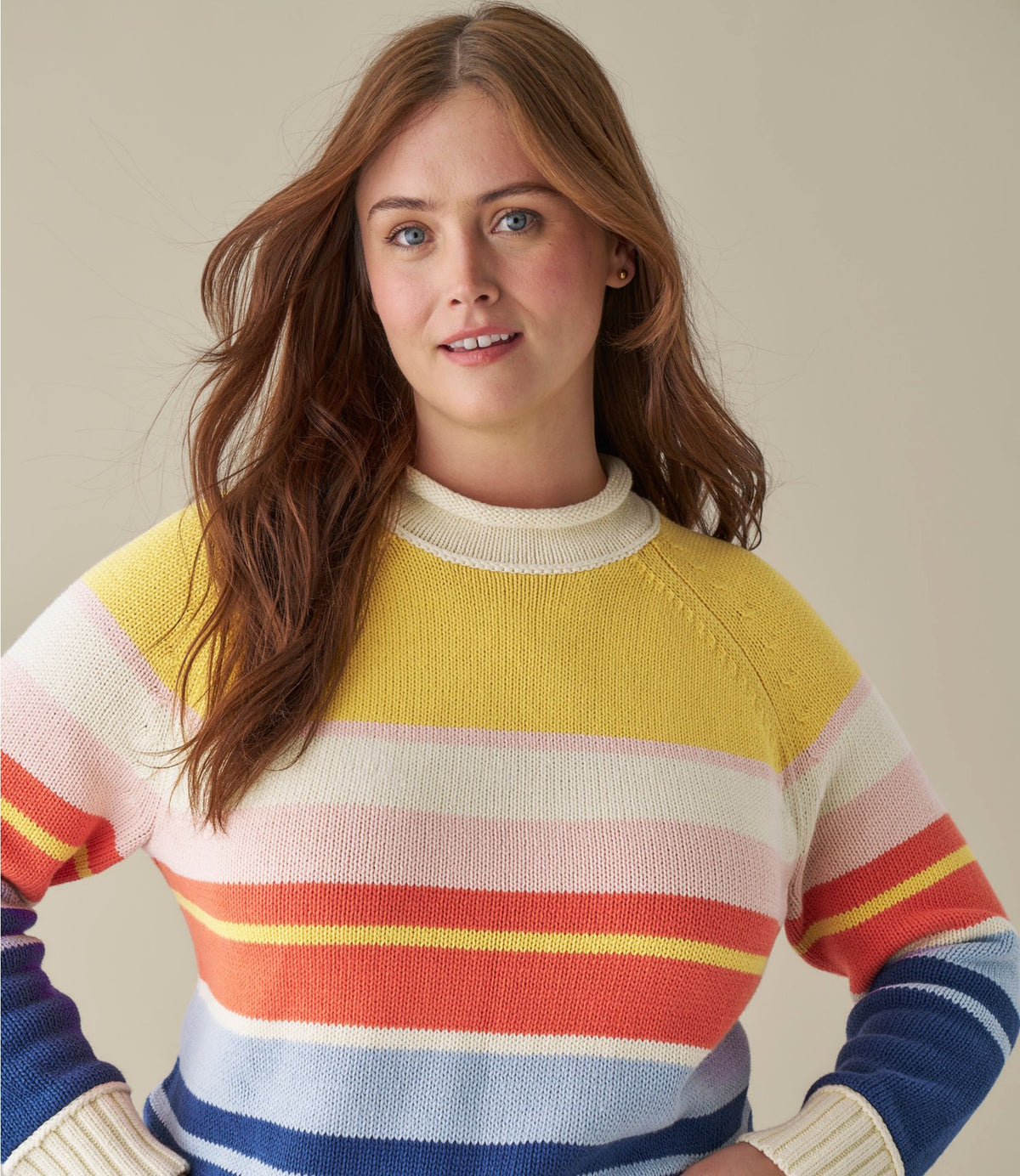 L.L.Bean Women's Signature Original Cotton Sweater, Rollneck Stripe